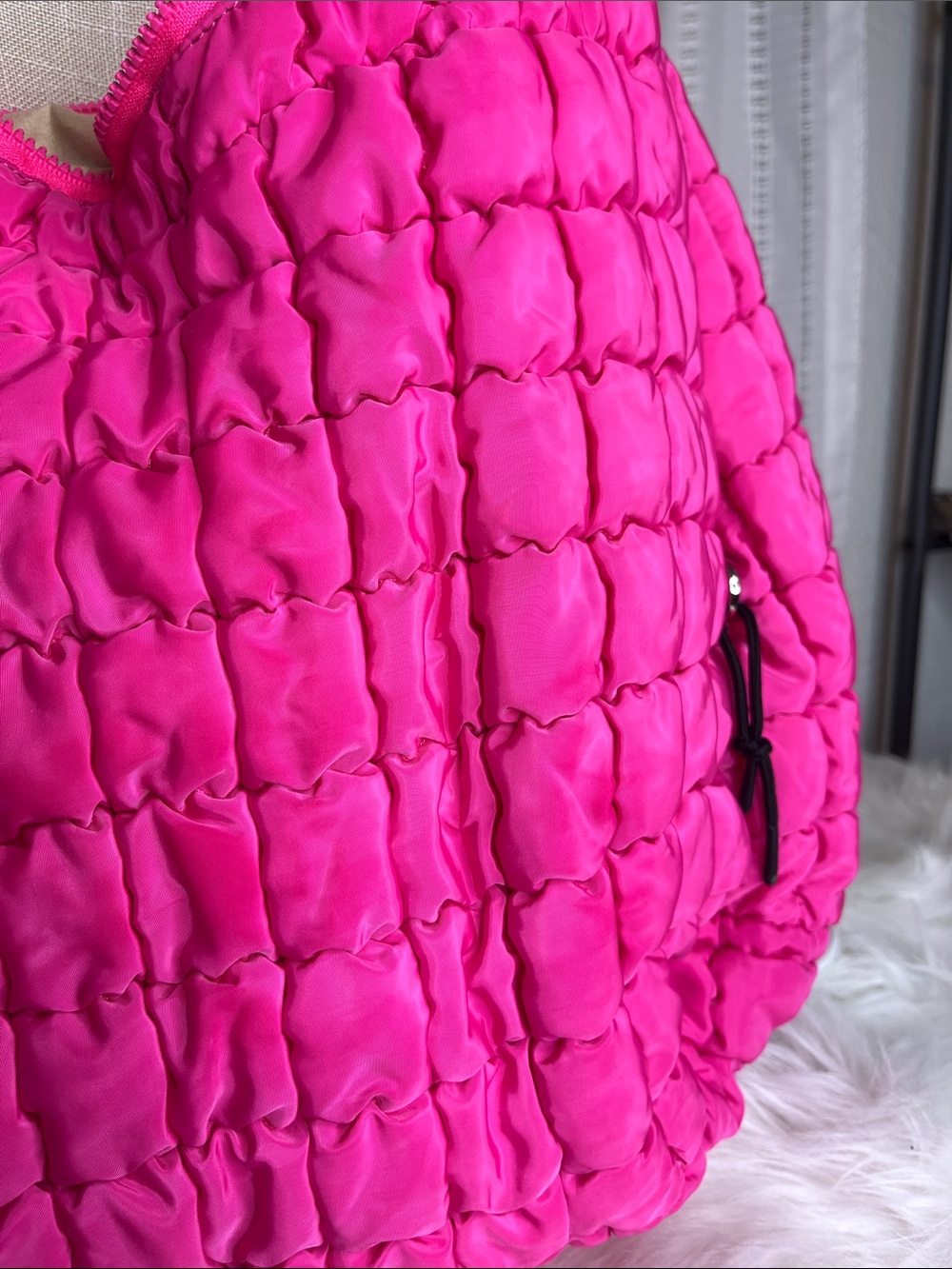Bright Pink Quilted Shoulder Bag - Picture 2 of 12